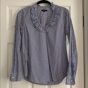 Gap Navy and White Striped Blouse
